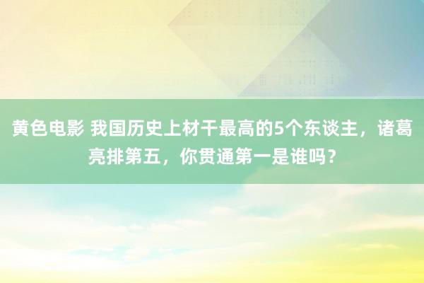 黄色电影 我国历史上材干最高的5个东谈主，诸葛亮排第五，你贯通第一是谁吗？