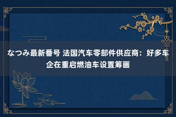 なつみ最新番号 法国汽车零部件供应商：好多车企在重启燃油车设置筹画