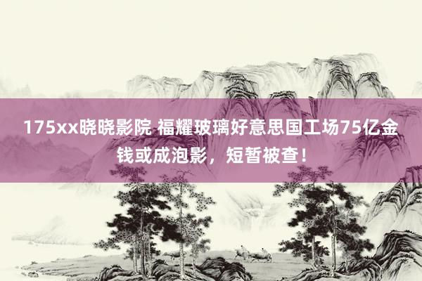 175xx晓晓影院 福耀玻璃好意思国工场75亿金钱或成泡影，短暂被查！