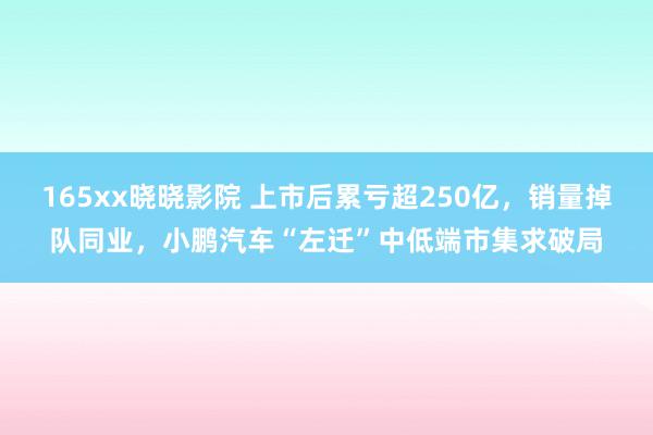 165xx晓晓影院 上市后累亏超250亿，销量掉队同业，小鹏汽车“左迁”中低端市集求破局