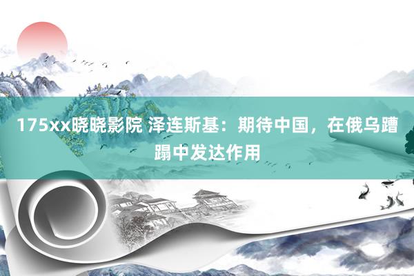 175xx晓晓影院 泽连斯基：期待中国，在俄乌蹧蹋中发达作用