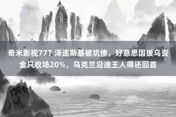 奇米影视777 泽连斯基被坑惨，好意思国援乌资金只收场20%，乌克兰沿途王人得还回首