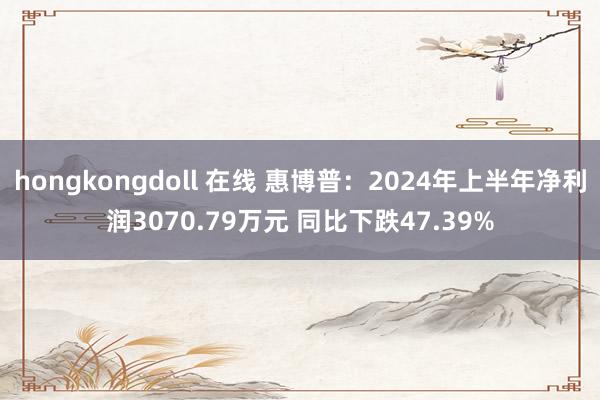 hongkongdoll 在线 惠博普：2024年上半年净利润3070.79万元 同比下跌47.39%