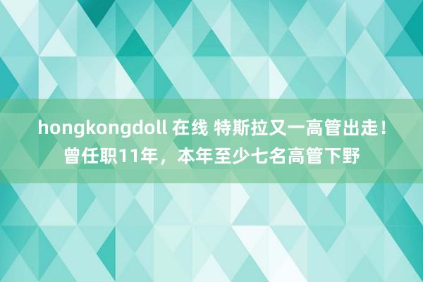 hongkongdoll 在线 特斯拉又一高管出走！曾任职11年，本年至少七名高管下野